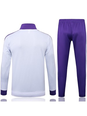 Real Madrid veste de football survêtement de sport fermeture éclair intégrale tenue d'entraînement pour homme, blanc et violet collection 2024-2025
