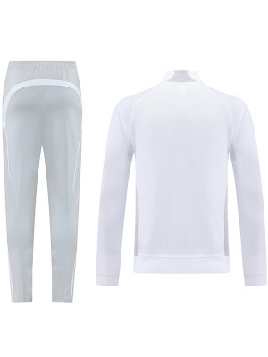 Real madrid veste de football sportswear survêtement fermeture Éclair complète homme blanc kit d'entraînement extérieur football manteau 2025-2026