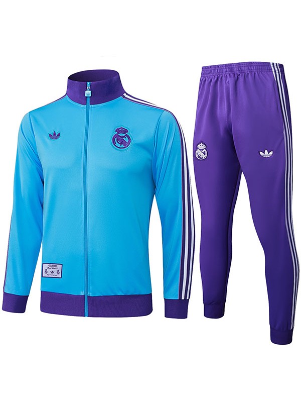 Real madrid  veste de football survêtement de sport fermeture éclair complète uniforme pour homme bleu violet kit d'entraînement manteau de football extérieur 2025-2026