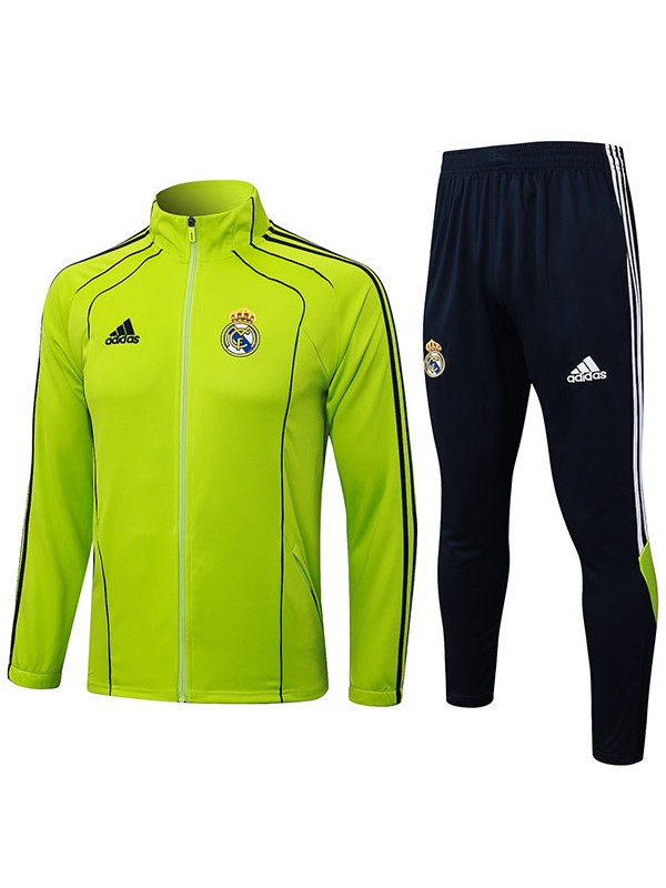 Real Madrid veste de football survêtement de sport vert fermeture éclair complète uniforme pour homme kit d'entraînement manteau de football extérieur 2025-2026