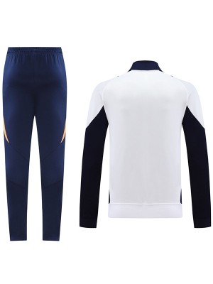 Real madrid veste de football vêtements de sport blanc bleu marine survêtement complet fermeture éclair costume kit d'entraînement pour hommes manteau de football en plein air 2024-2025
