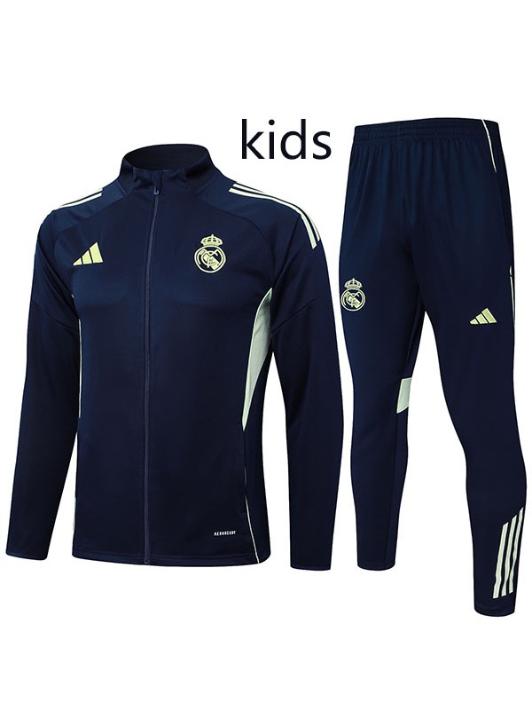 Real madrid veste survêtement enfant indigo tenue d'entraînement junior équipement 2025-2026
