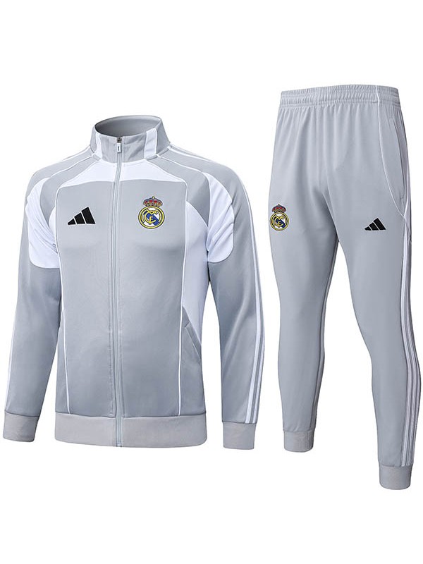 Real madrid veste survêtement gris clair pour homme manteau d'entraînement 2025-2026