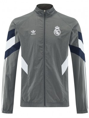 Real madrid veste coupe-vent survêtement gris d'entraînement homme 2025-2026