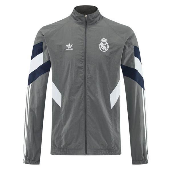 Real madrid veste coupe-vent survêtement gris d'entraînement homme 2025-2026