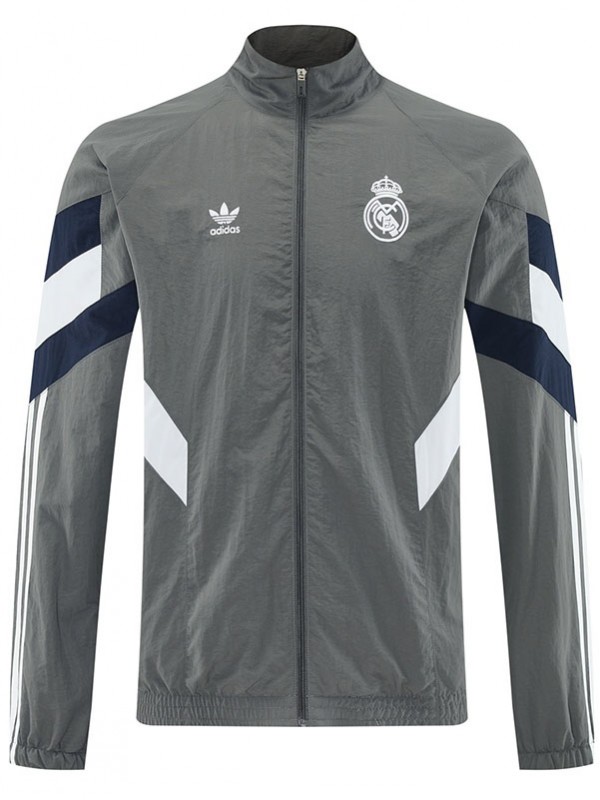 Real madrid veste coupe-vent survêtement gris d'entraînement homme 2025-2026