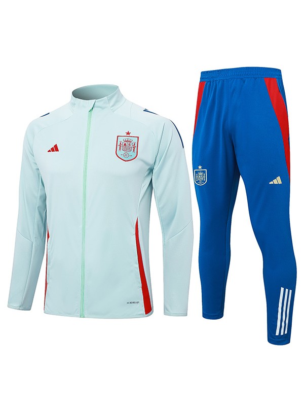 Spain jacket football sportswear tracksuit full zipper men's training kit light green outdoor uniform soccer coat 2024-2025