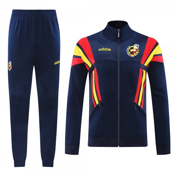 Spain jacket football sportswear tracksuit full zipper men's training kit navy outdoor uniform soccer coat 2024-2025