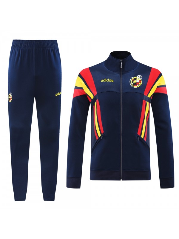 Spain jacket football sportswear tracksuit full zipper men's training kit navy outdoor uniform soccer coat 2024-2025