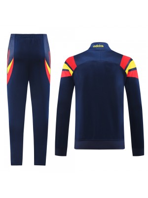 Spain jacket football sportswear tracksuit full zipper men's training kit navy outdoor uniform soccer coat 2024-2025