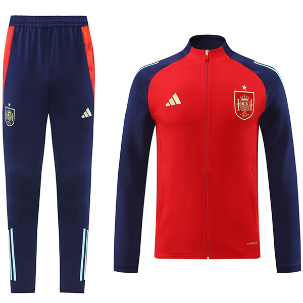 Spain jacket football sportswear tracksuit full zipper men's training kit red navy outdoor uniform soccer coat 2024-2025