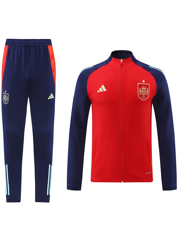 Spain jacket football sportswear tracksuit full zipper men's training kit red navy outdoor uniform soccer coat 2024-2025