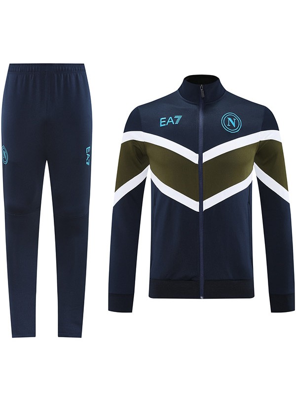 SSC Napoli vestes de football sportswear bleu foncé sportswear full zip hommes marine vert training set outdoor football jacket 2024 - 2025