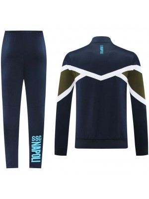 SSC Napoli vestes de football sportswear bleu foncé sportswear full zip hommes marine vert training set outdoor football jacket 2024 - 2025
