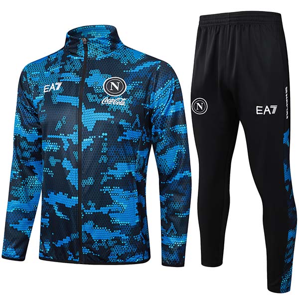 SSC napoli veste vêtements de sport de football survêtement fermeture éclair complète kit d'entraînement de la marine pour hommes manteau de football en plein air 2024-2025