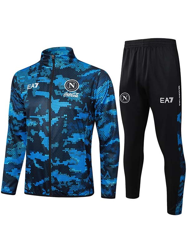 SSC napoli veste vêtements de sport de football survêtement fermeture éclair complète kit d'entraînement de la marine pour hommes manteau de football en plein air 2024-2025