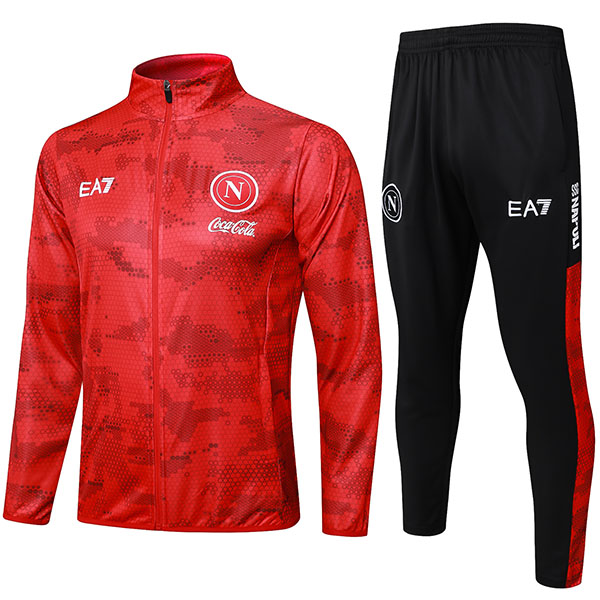 SSC napoli jacket football sportswear tracksuit full zipper men's red black training kit outdoor soccer coat 2024-2025