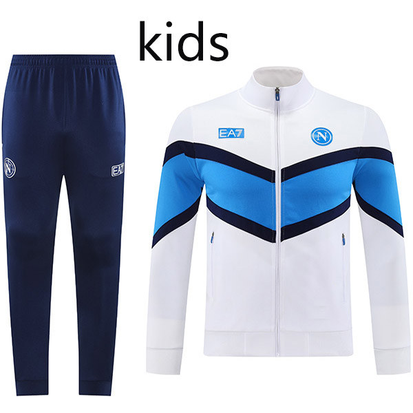 SSC napoli veste de survêtement blanche tenue enfant uniforme jeune mini-tenue d'entraînement 2025-2026