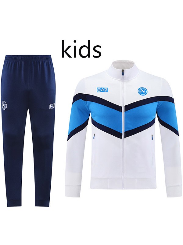 SSC napoli veste de survêtement blanche tenue enfant uniforme jeune mini-tenue d'entraînement 2025-2026
