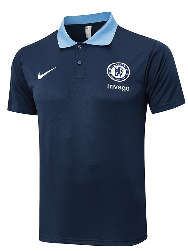 Chelsea polo jersey training uniform men's soccer sportswear football all navy kit tops sports shirt 2024-2025