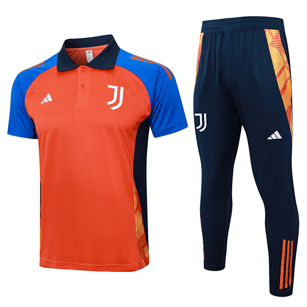 Juventus polo jersey training uniform men's soccer sportswear football orange navy kit tops sports shirt 2024-2025