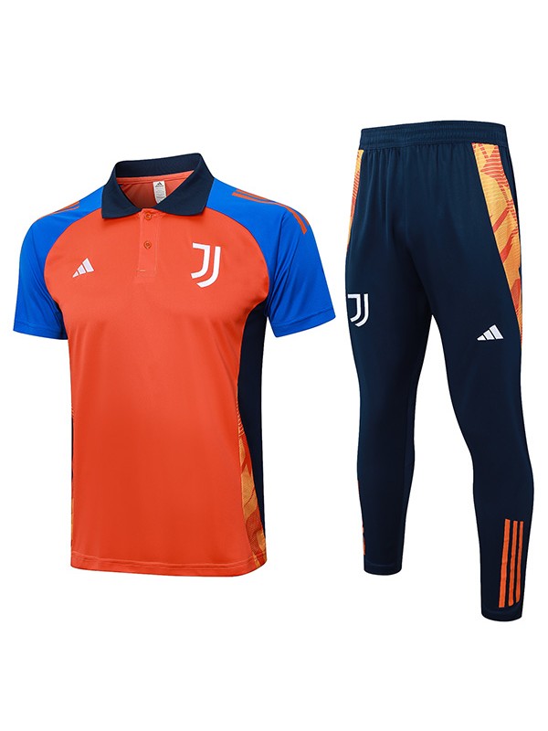 Juventus polo jersey training uniform men's soccer sportswear football orange navy kit tops sports shirt 2024-2025