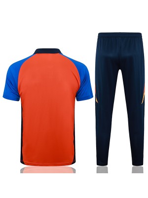 Juventus polo jersey training uniform men's soccer sportswear football orange navy kit tops sports shirt 2024-2025