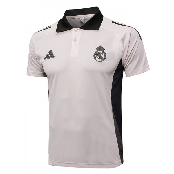 Real madrid polo jersey training uniform men's soccer sportswear football kit tops sports gray black shirt 2024-2025