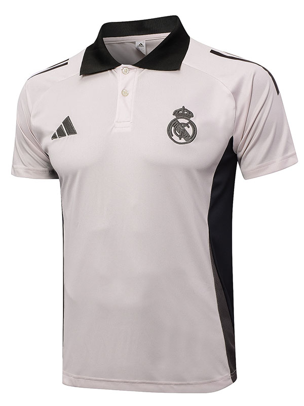 Real madrid polo jersey training uniform men's soccer sportswear football kit tops sports gray black shirt 2024-2025