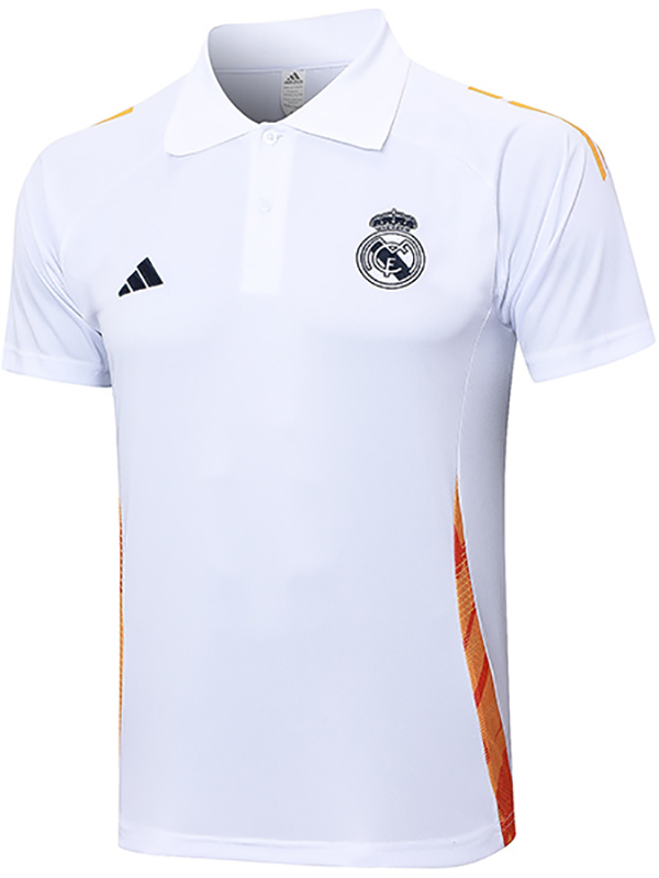 Real madrid polo jersey training uniform men's soccer sportswear football kit tops sports white navy shirt 2024-2025