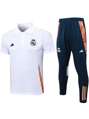 Real madrid polo jersey training uniform men's soccer sportswear football kit tops sports white navy shirt 2024-2025