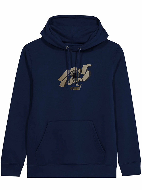 AC milan veste à capuche 125e anniversaire survêtement de sport de football kit d'entraînement indigo pour hommes manteau de football en plein air 2025-2026