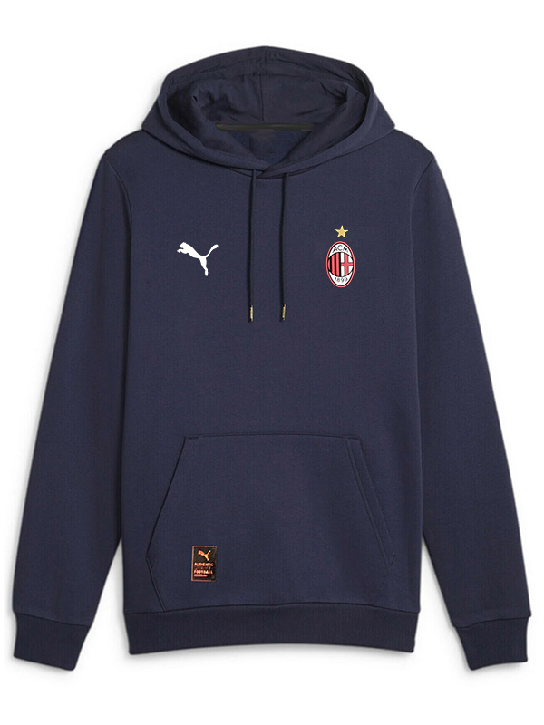 AC milan veste à capuche football vêtements de sport survêtement hommes formation indigo kit extérieur football manteau 2025-2026