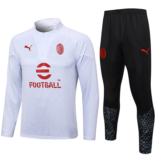 AC milan tracksuit soccer pants suit sports set zipper necked uniform men's white clothes football training kit 2023-2024