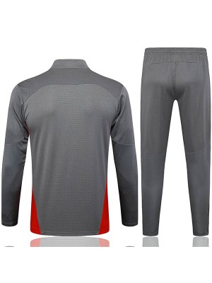 AC milan survêtement de football ensemble de sport col zippé uniforme gris vêtements pour hommes kit d'entraînement de football 2024-2025