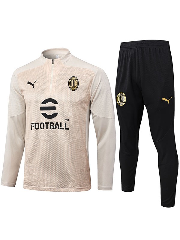 AC milan tracksuit soccer suit sports set zipper-necked light gray uniform men's clothes football training kit 2024-2025