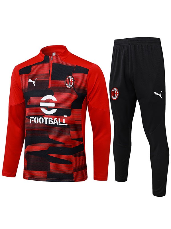 AC milan tracksuit soccer suit sports set zipper-necked uniform men's clothes football training red black kit 2024-2025