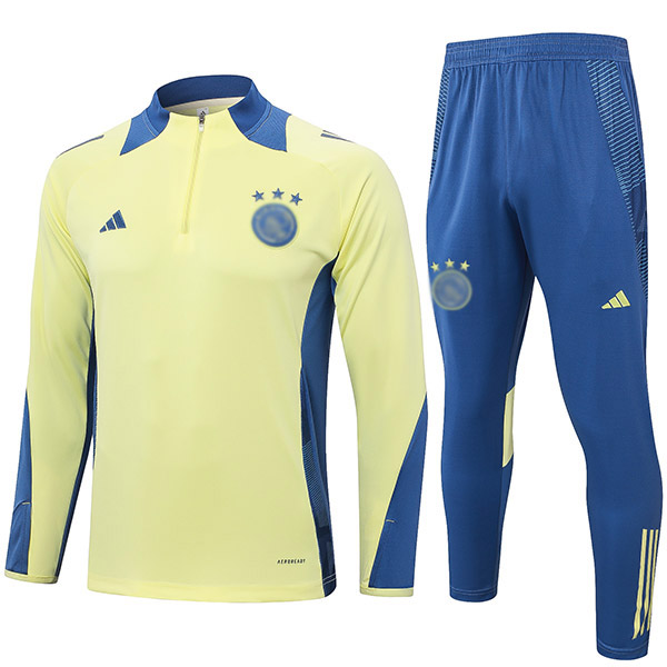 Ajx tracksuit soccer suit sports set zipper-necked uniform men's light yellow clothes football training kit 2024-2025