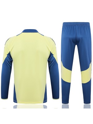 Ajx tracksuit soccer suit sports set zipper-necked uniform men's light yellow clothes football training kit 2024-2025