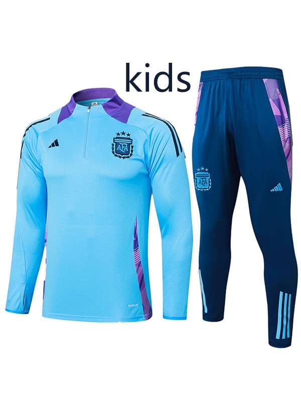 Argentina tracksuit kids kit soccer pants suit sports set zipper necked blue cleats youth uniform children football mini training kit 2024-2025