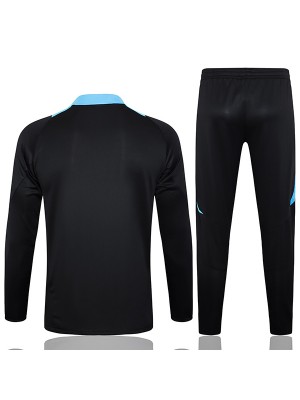 Argentina survêtement de football pantalon costume ensemble de sport uniforme à col demi-fermeture éclair tenue d'entraînement de football homme noir 2024-2025