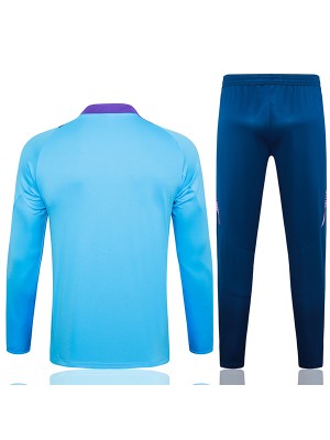 Argentina survêtement de football pantalon costume ensemble de sport uniforme à col demi-fermeture éclair tenue d'entraînement de football homme bleue 2024-2025