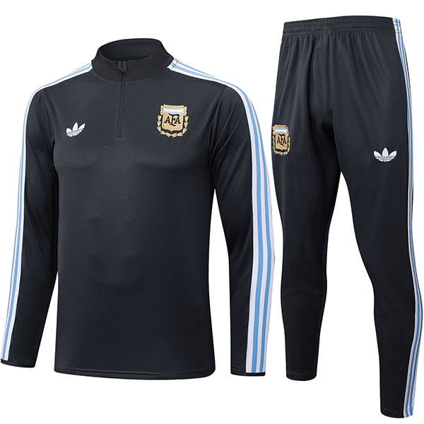 Argentina survêtement de football ensemble de sport col zippé uniforme noir vêtements pour hommes kit d'entraînement de football 2025-2026
