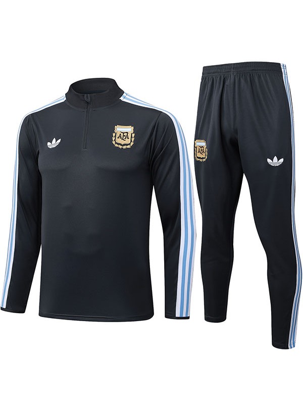 Argentina survêtement de football ensemble de sport col zippé uniforme noir vêtements pour hommes kit d'entraînement de football 2025-2026