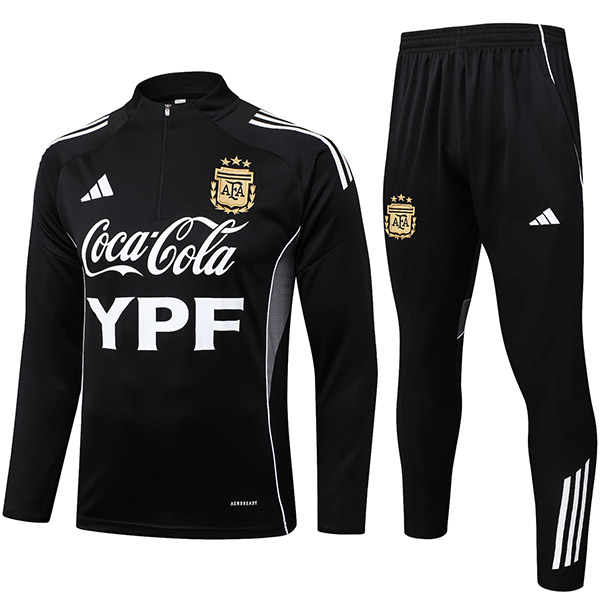 Argentina tracksuit soccer suit sports set zipper-necked uniform men's black clothes football training kit 2025-2026