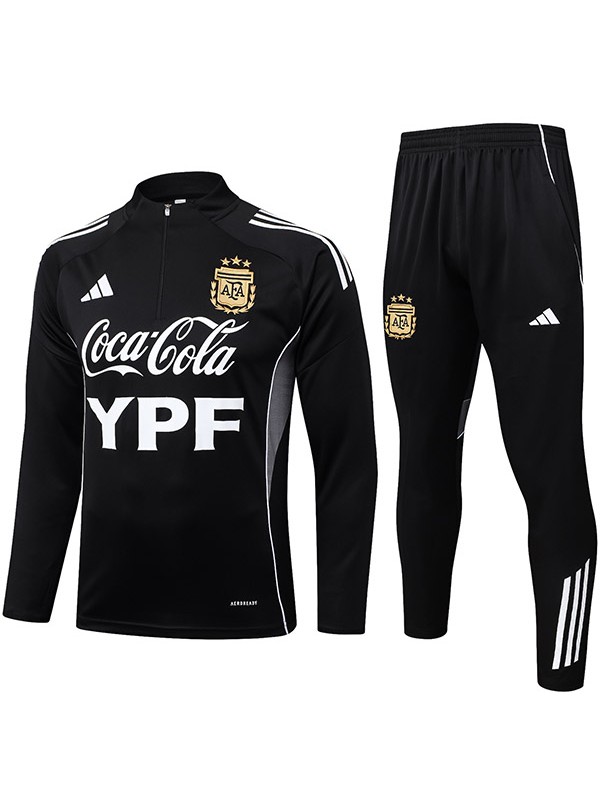 Argentina tracksuit soccer suit sports set zipper-necked uniform men's black clothes football training kit 2025-2026