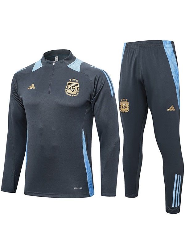 Argentina tracksuit soccer suit sports set zipper-necked uniform men's clothes football training gray blue kit 2024-2025