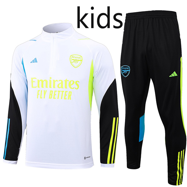 Arsenal tracksuit kids kit soccer pants suit sports set half zip necked cleats youth uniform children white football mini training kit 2024