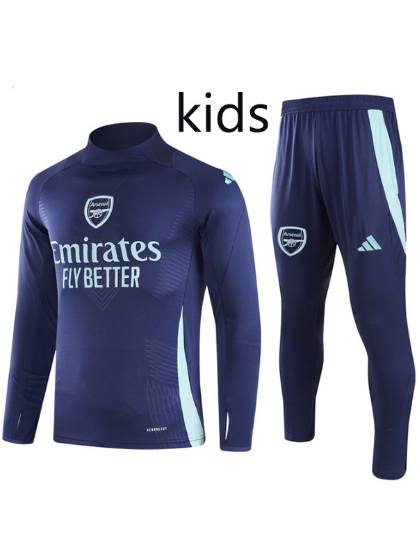 Arsenal tracksuit kids kit soccer pants suit sports set half zipper-necked cleats youth uniform children football mini training all navy kit 2024-2025