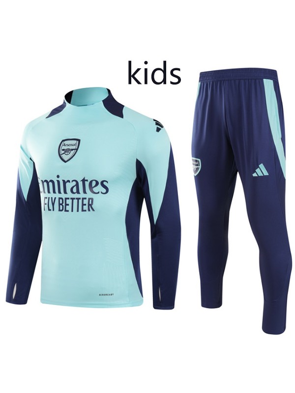 Arsenal tracksuit kids kit soccer pants suit sports set zipper-necked blue navy cleats youth uniform children football mini training kit 2024-2025